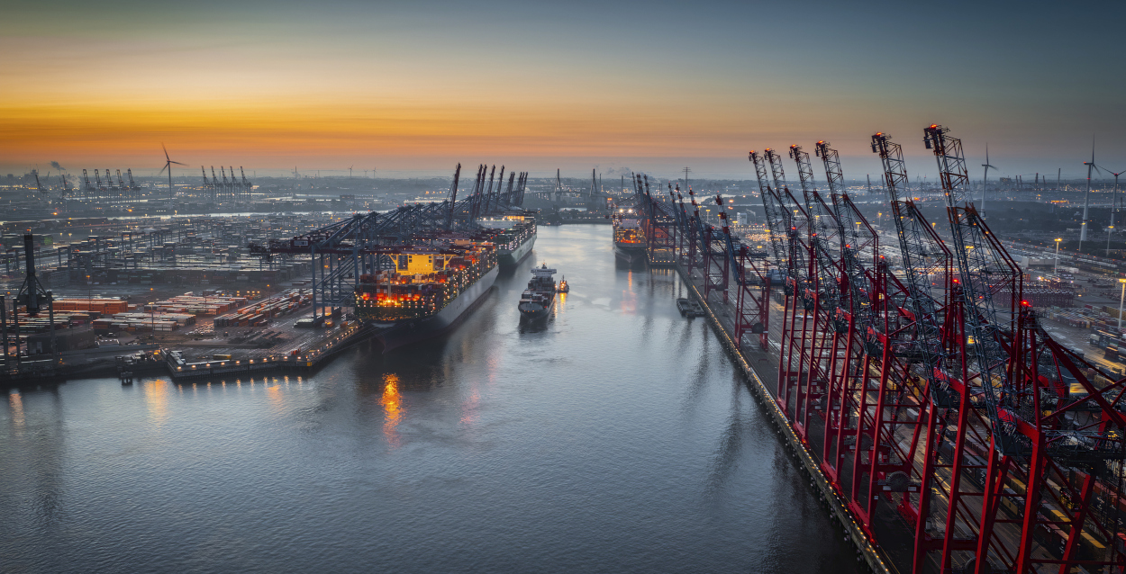Industrial port with containers
