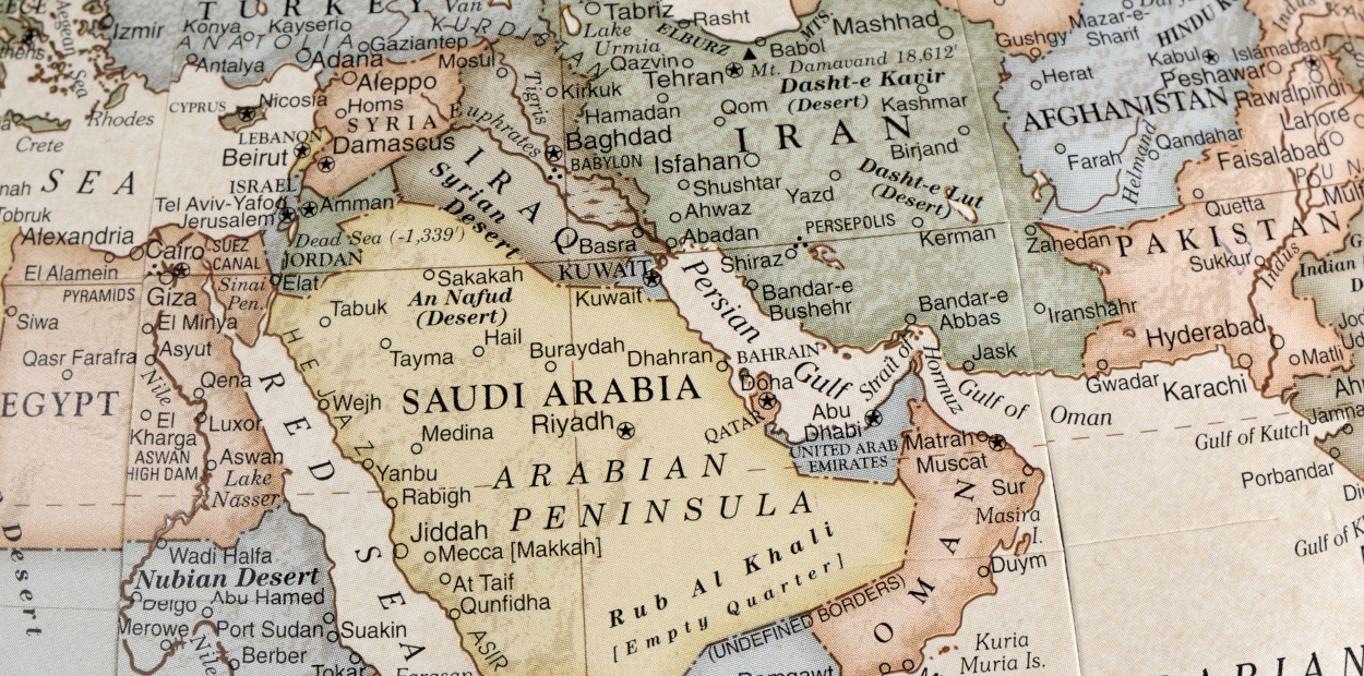 A map with the gulf countries