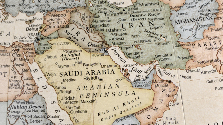 A map with the gulf countries